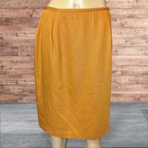 Toni Garment Pencil Skirt Size 11 Yellow Mustard Mid Rise Lined Knee Length Slit